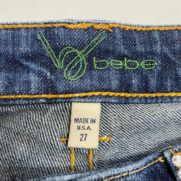 Bebe Rhinestone Y2K Low Rise Jeans Sz 27 - Picture 4 of 9